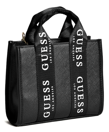 GUESS LOGO MINI TOTE & CROSSBODY SHOULDER BAG HANDBAG Black • AUTHENTIC New BNWT - Picture 9 of 21