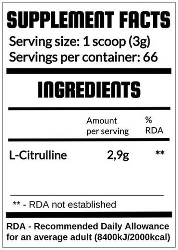 QRP Nutrition CITRULLINE 200g (Lemon Flavour) - Picture 2 of 2