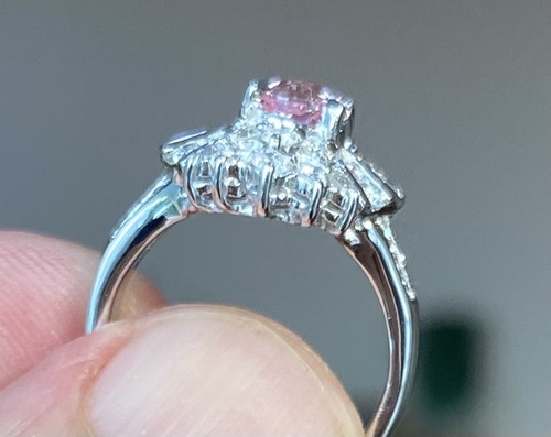 Sensational Unheated 1.05ct Padparadscha Sapphire & Diamond Ring GIA - Picture 8 of 10