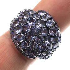 QVC Sterling Silver 5ct Natural Tanzanite Cluster Cocktail Ring Size 7