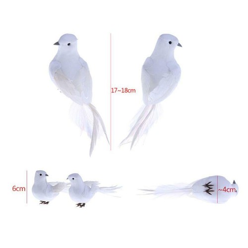 2Pcs Artificial Peace Doves Long Tail White Doves Simulation Figurine Home Decor - Picture 9 of 9