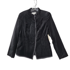 Coldwater Creek Womens Black Long Sleeve Classic Velvet Blazer Jacket Size 6 NWT