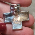 STERLING SILVER CROSS PENDANT ALAN K MOTHER OF PEARL CRYSTALS NEW RARE LAVENDER — photo 4