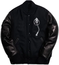 Letterman Def Jam Bomber Black Wool & Black Leather Varsity Jacket