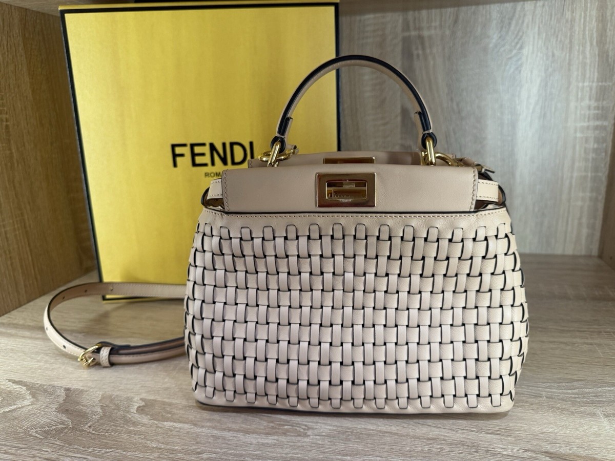 Fendi - BeigePeachy Small Peekaboo - Top Handle Bag W/ Peach