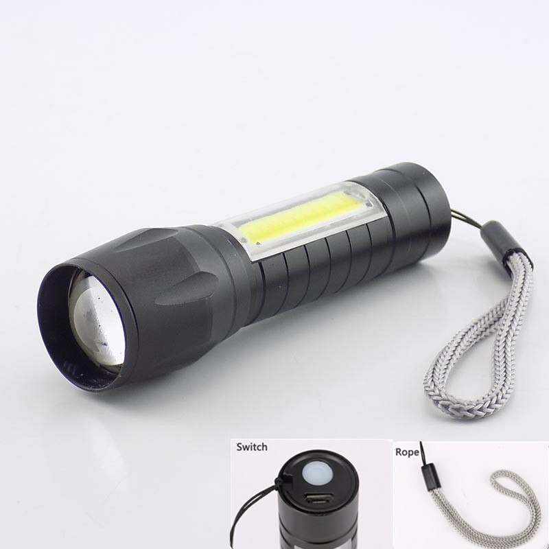 LED Flashlight Torches COB Zoom Portable Rechargeable battery USB Work Light - Picture 2 of 9