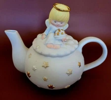 Angel Teapot Hallmark, Angel on a Cloud Surrounded by Stars on White Porcelain