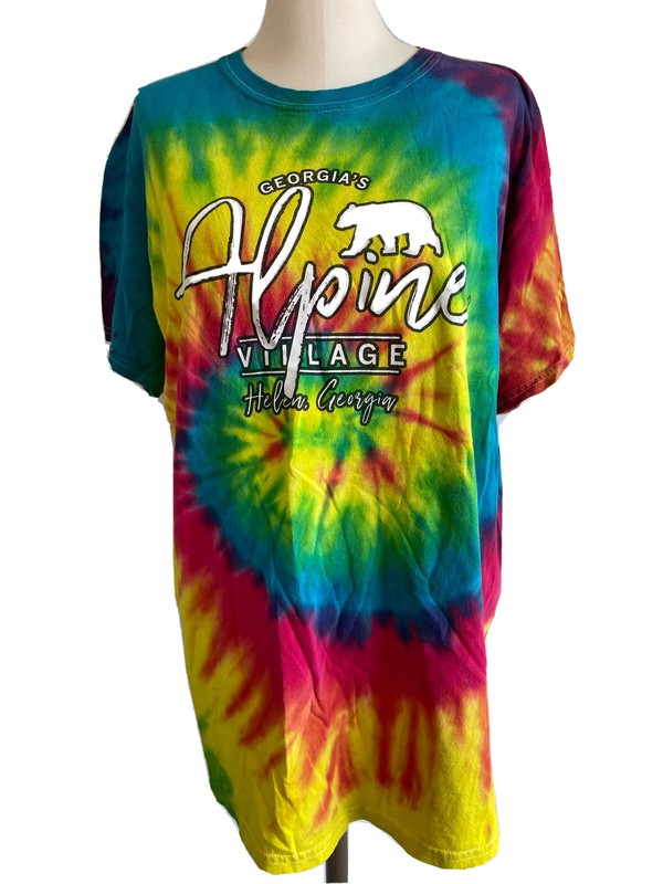 Helen Georgia Large T Tee Shirt Tie Dye Mod Colortone Alpine Village Souvenir