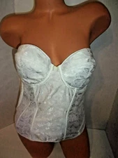 Felina white floral satin strapless corset 36C