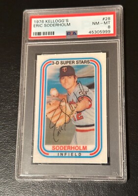 1976 Kellogg's #28 Eric Soderholm PSA 8 NM-MT Minnesota Twins Baseballkarte