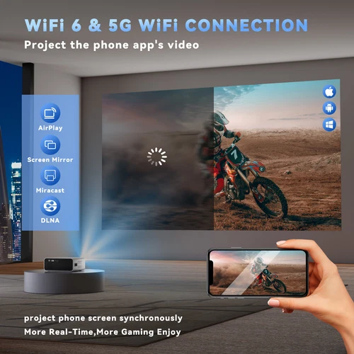 4K Projector 35000LMS Android 1080P HD 5G WiFi Bluetooth Video Home Theater HDMI - Picture 7 of 11