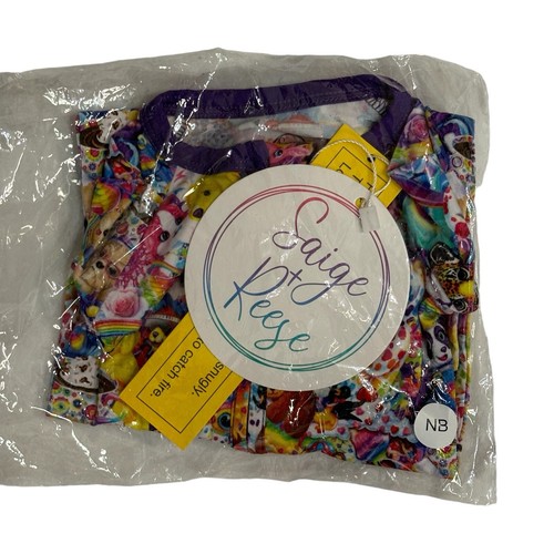 Lisa Frank Saige & Reese One Piece Pajamas Print Baby Size Newborn Full Zipper - Picture 8 of 12