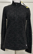 NWT Spyder Active S Black fleece Long Sleeve 1/4 Zip Pullover shirt womens