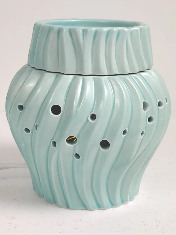 Aquecedor elétrico de vela PartyLite turquesa à beira-mar cerâmica cera derretida - Imagem 3 de 4