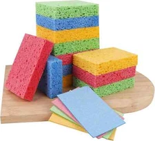Large Cellulose Sponges, 12 Pack, Durable Dish Sponges, Compressed Packaging