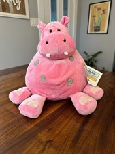 ANIMAL ALLEY TOYS R US PINK w GRAY POLKA DOTS HIPPO SOFT STUFFED PLUSH TOY