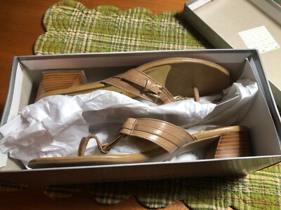 FRANCO SARTO LEND BISCOTTO SAVA Strap Open SANDALS Womens 7.5M Tan Gold NICE