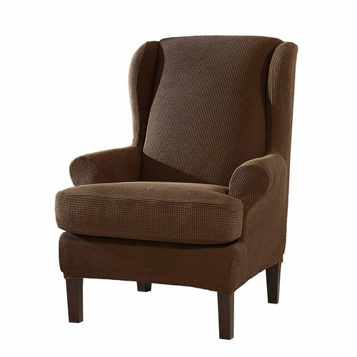 Elastic Wing Back Chair Cover Separate2pc Wing Back Arm Chair Sofa Slipcover - Picture 16 of 32