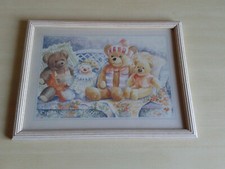 Bärenbild Holzrahmen - Bild Bär Bärenkinder Bärenkind Teddybär Kinderzimmer