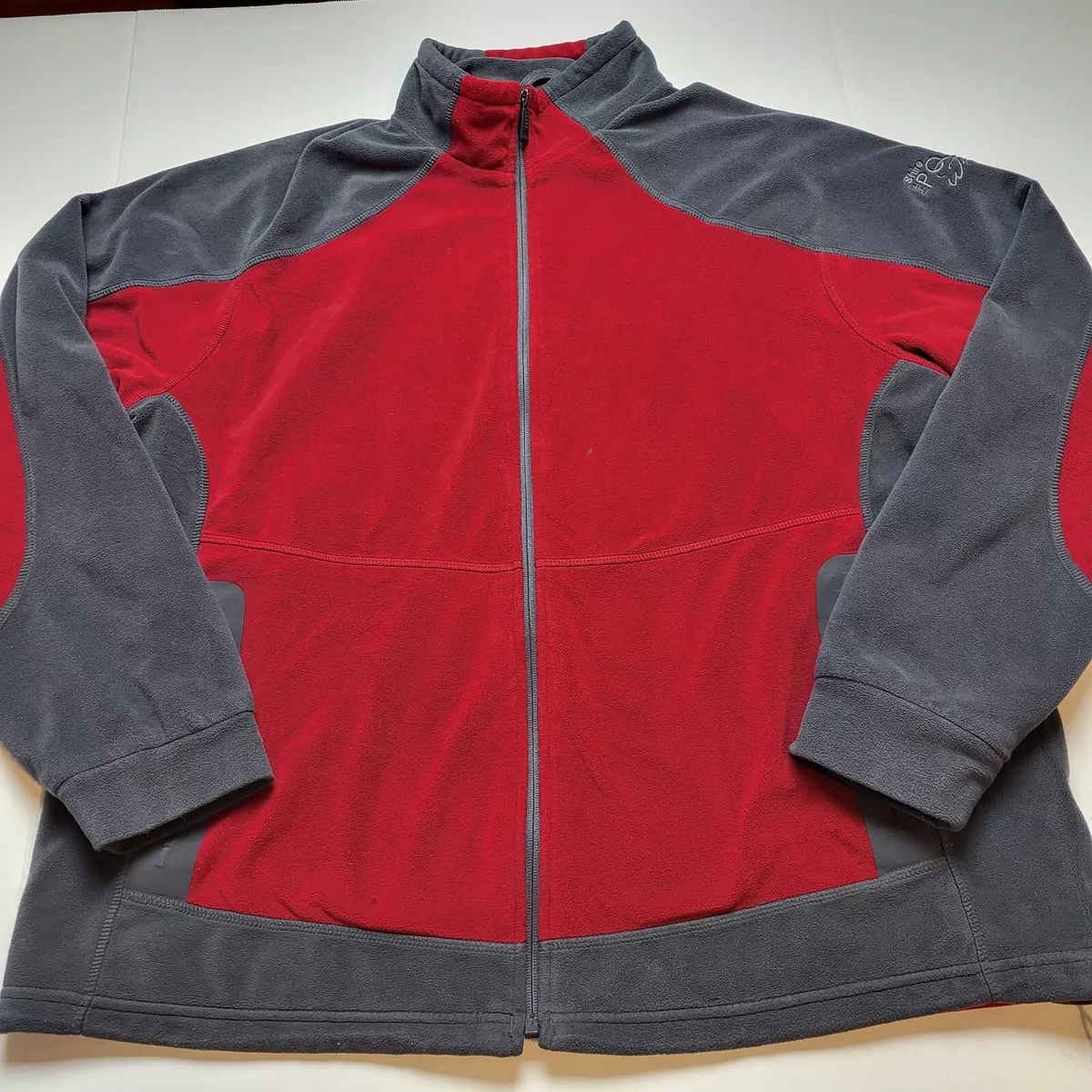 North End Fleece Jacket Mens XL Full Zipper Front Red Gray Zip Y41