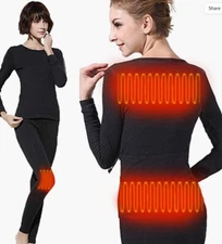 Heated Battery Thermal Long Underwear Top & Bottom Baselayer Large runs small