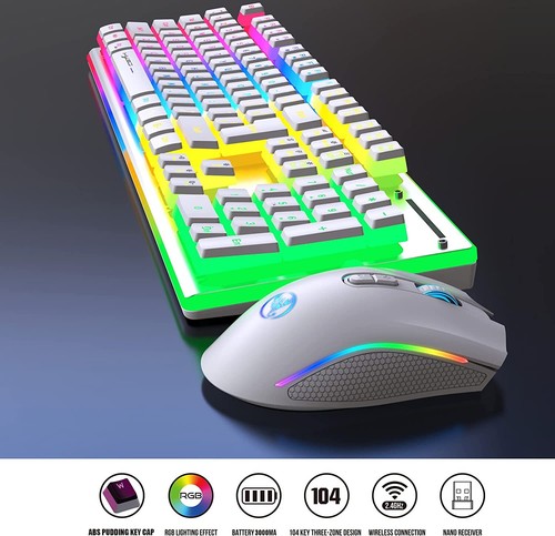 Rosa Gaming Tastatur und Maus LED Wireless 4800 mAh für Laptop PC Mac PS4 - Bild 2 von 13