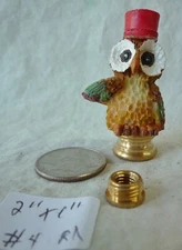 Lamp Finial Cast Resin Funny Owl  2"h x 1"w  #4 (RA)
