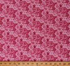 Cotton Pink Roses Flowers Floral Summer Garden Fabric Print by the Yard D379.53
