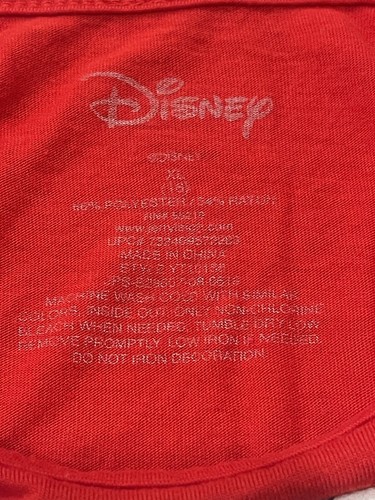 DISNEY Girl’s Mickey & Friends Short Sleeve Hi-Lo Red T-Shirt Size: XL - Picture 3 of 5