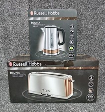 RUSSELL HOBBS Luna Stainless Steel Kettle & 2 Slice Long Slot Toaster Set Copper