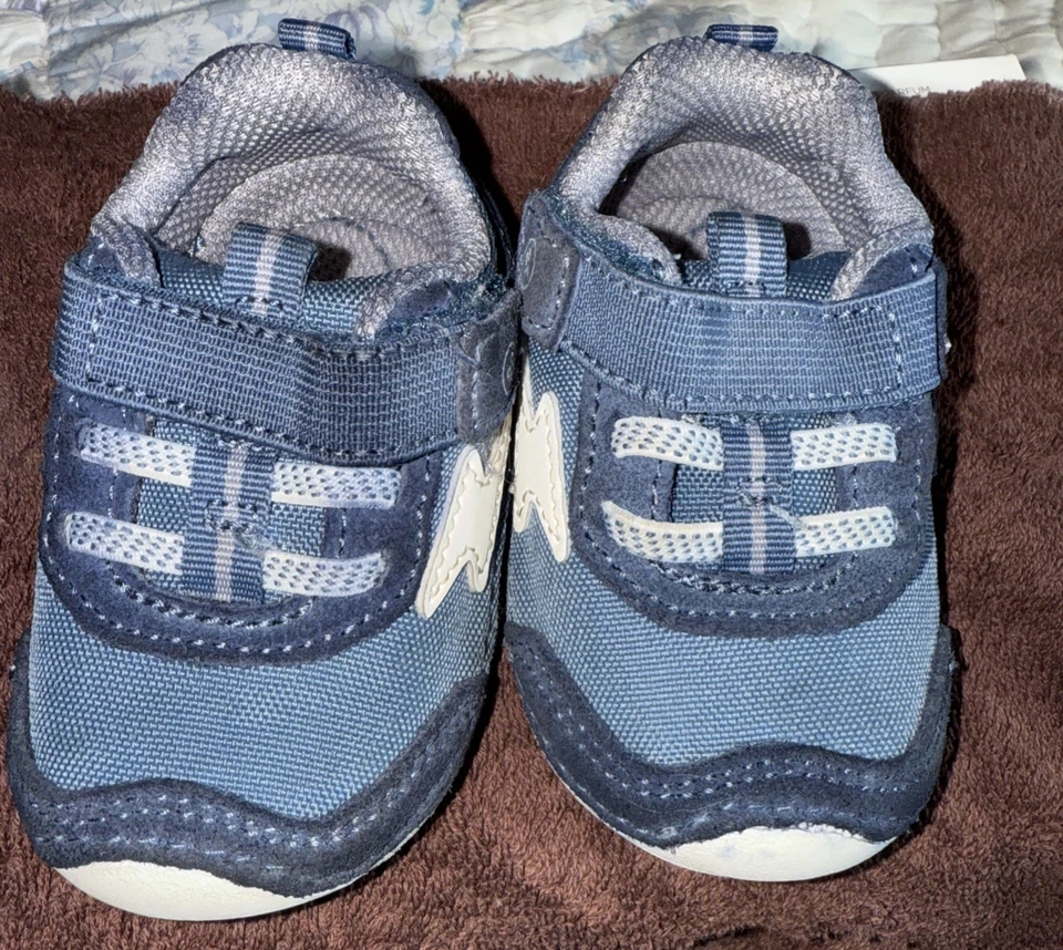 Infant Boys Stride Rite Brand Blue Tennis Shoes Size 3m - Image 2 of 4