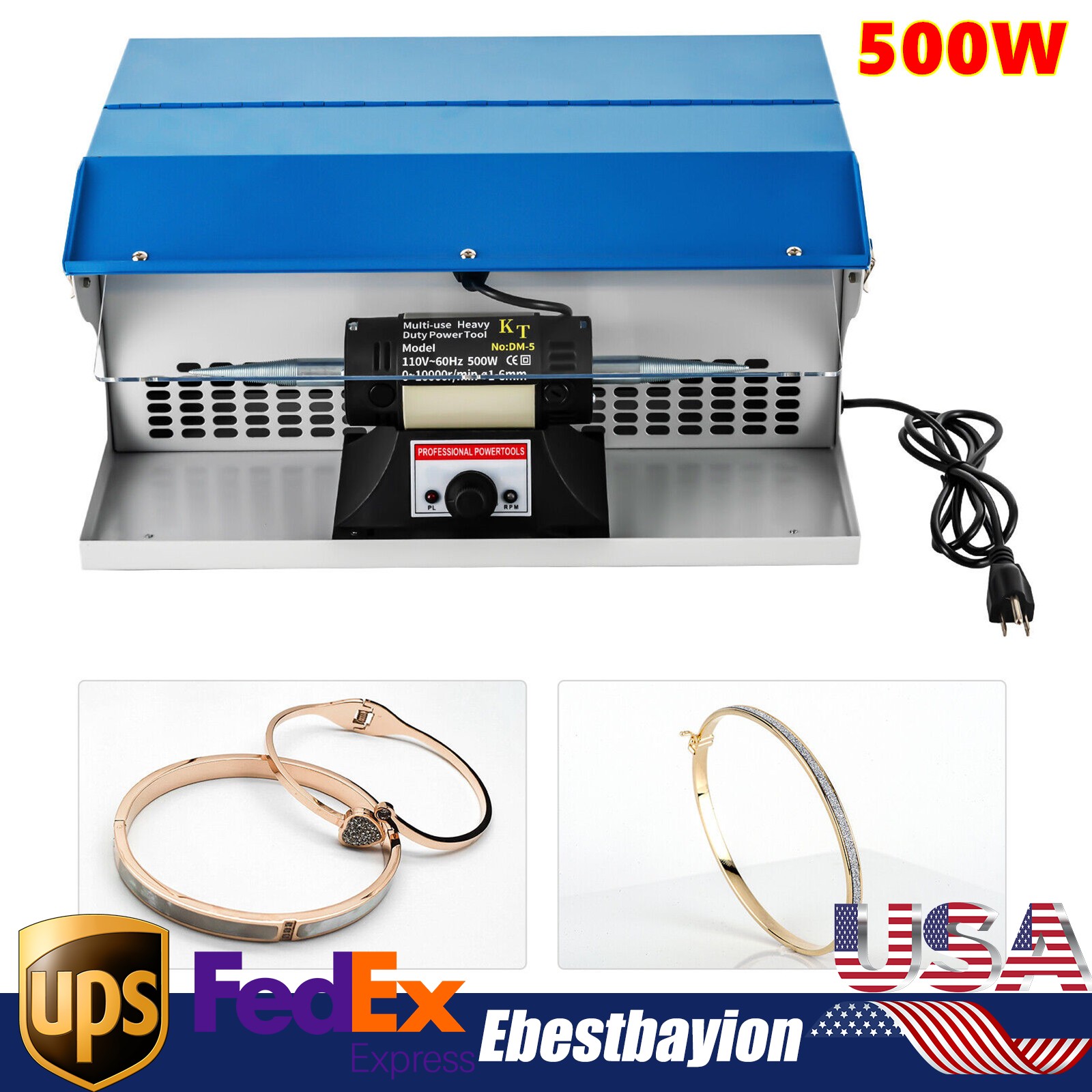 Dust Collector Bench Top Polisher Polishing Buffing Machine Jewelry Making 500W