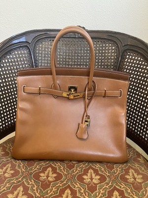 Hermes Birkin 35 Bag Fauve Smooth Barenia Leather GHW Grail Heritage! TDF