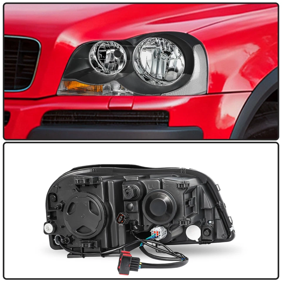 Black For 2003-2014 Volvo XC90 Halogen Clear Headlights Headlamps Assembly Pair Foto 3 de 4