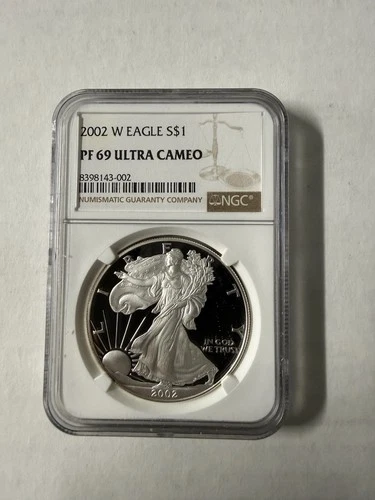 US Mint 2002-W American Silver Eagle 1oz NGC PF69 Ultra Cameo Bullion Coin
