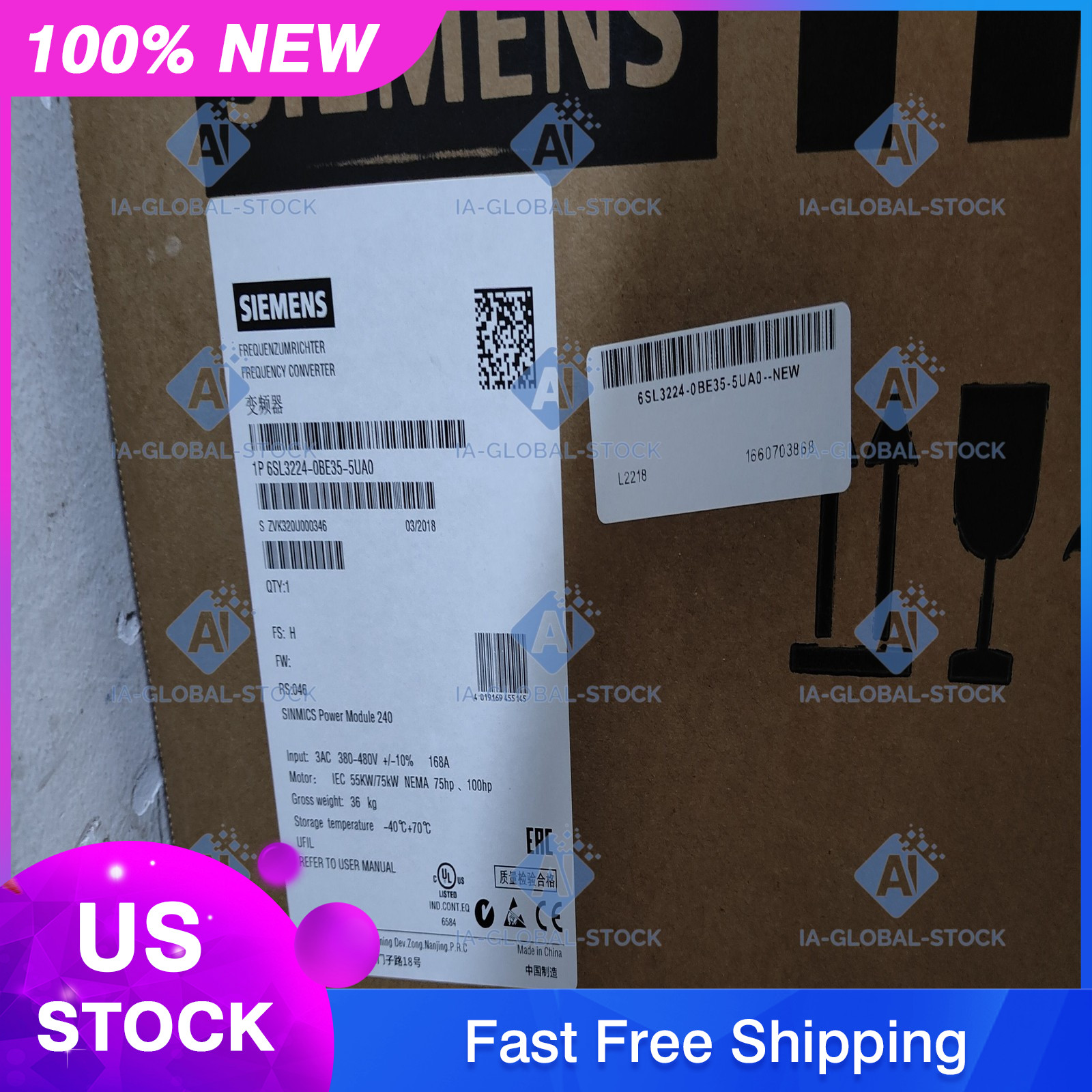 One Brand New in Box 6SL3224-0BE35-5UA0 Siemens Free Ship + Warranty