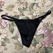 Victoria  s Secret Satin Vintage Black Charm Thong One Size