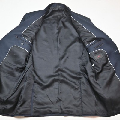 Vtg Y2K Boxy 2000s Express 38S 32x30 Navy Blue 100% Wool Mens