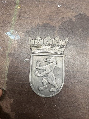 Vintage Berlin Germany Bear Coat of Arms Metal Wall Plaque Crest RHW