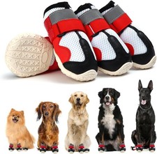 4PCS Dog Anti-slip Shoes Boots Paw Protector Reflective Strip Size 4 