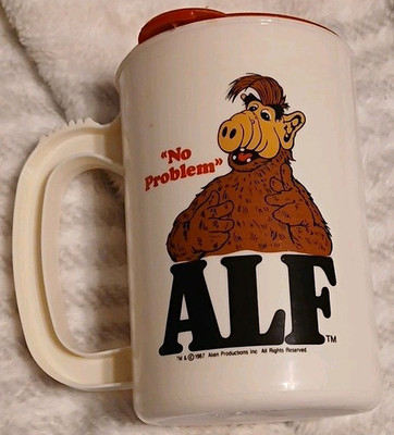 Vintage 1987 ALF ''No Problem'' Plastic Insulated Travel Mug