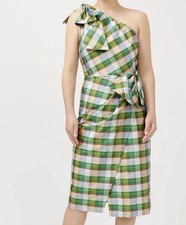 J Crew NWT $228 One-Shoulder 1950's Vintage Retro Style Dress in Plaid Sz 6