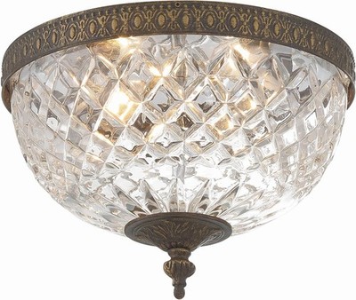 2 Light Flush Mount Ceiling Fixture Bronze Crystal Accent Lighting