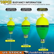 10Pcs Weighted Oval Foam Slip Bobber Fishing ...