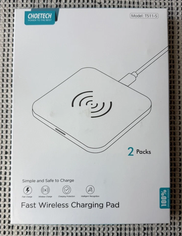 NUEVO CHOETECH 2 Pack T511-S Blanco y Negro 10W Max Almohadilla de Carga Inalámbrica Rápida Foto 3 de 4