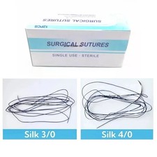 12 Pcs/Box Dental Surgical 3/0 4/0 Suture Silk Braided Non Absorbable Suture