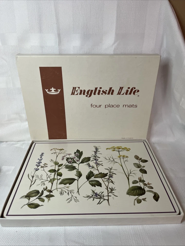 4 große Tischsets mit Korkrücken ~ botanisch ~ Kräuter ~ Blumen ~ 16 x 12