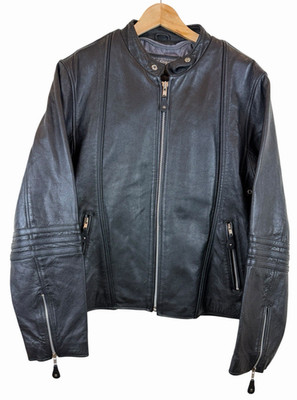 Wilsons Vintage Leather Thinsulate Retro Riding Moto Jacket Black Men s Large
