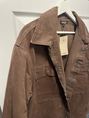 SEASON 6 Men s Brown Work Jacket Cotton Shell Full Zip Pockets Size S