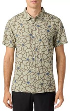 65 O'Neill Man's Size L Sustainable Eco Print Floral Short-Sleeve Shirt